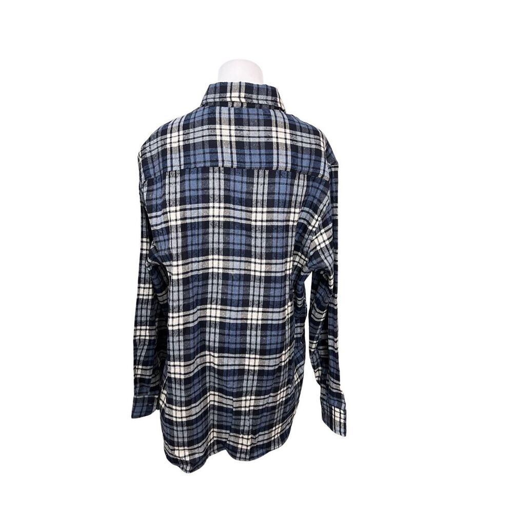 Stanley Workwear Flannel Button Up Blue Plaid Shirt Large 36" Sleeve Nwt — image 2 of 8